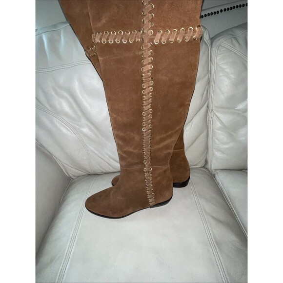 Michael Kors Boots Suede Leather Womens Over the Knee Size 8M Brown Whipstitch - Picture 9 of 14